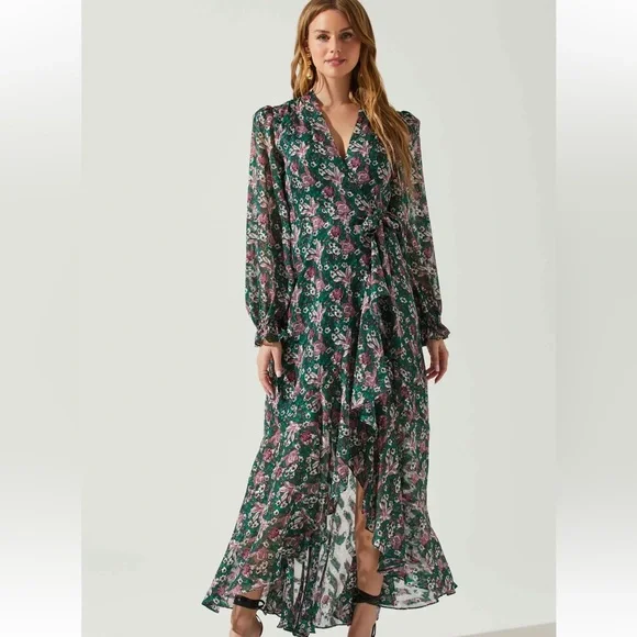 Astr | Dresses | Astr The Label Green Kamila Maxi Wrap Dress | Poshmark